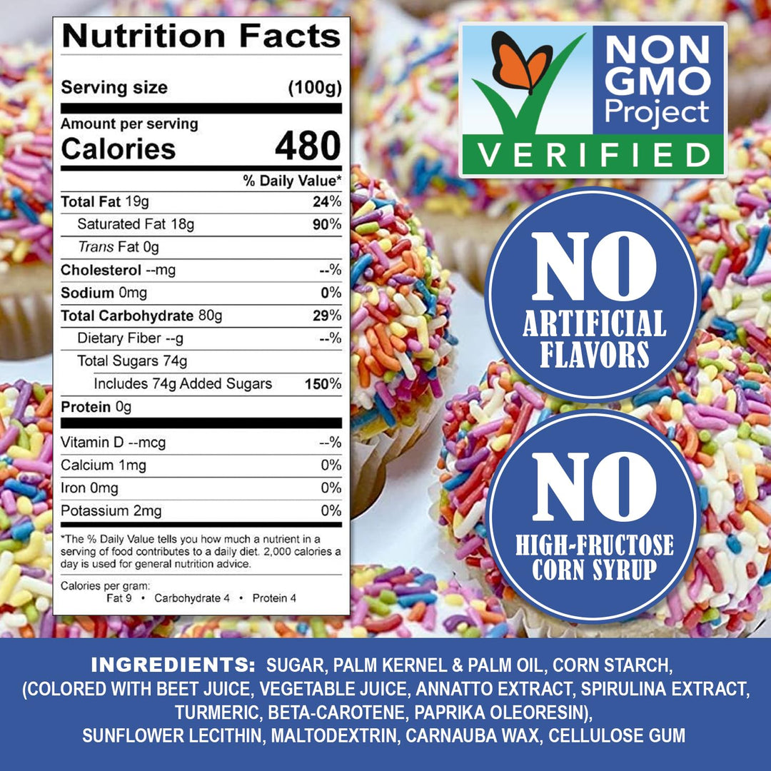 A Great Surprise Dye-Free Rainbow Sprinkles  1.6 Pounds - Natural Vegan Baking Toppings with No Artificial Dyes or Flavors  Non-GMO Jimmies for Cookies, Cakes, Ice Cream & Cupcakes