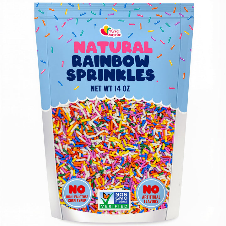 Rainbow Sprinkles  14 oz Naturally Colored Jimmies for Cakes & Cupcakes