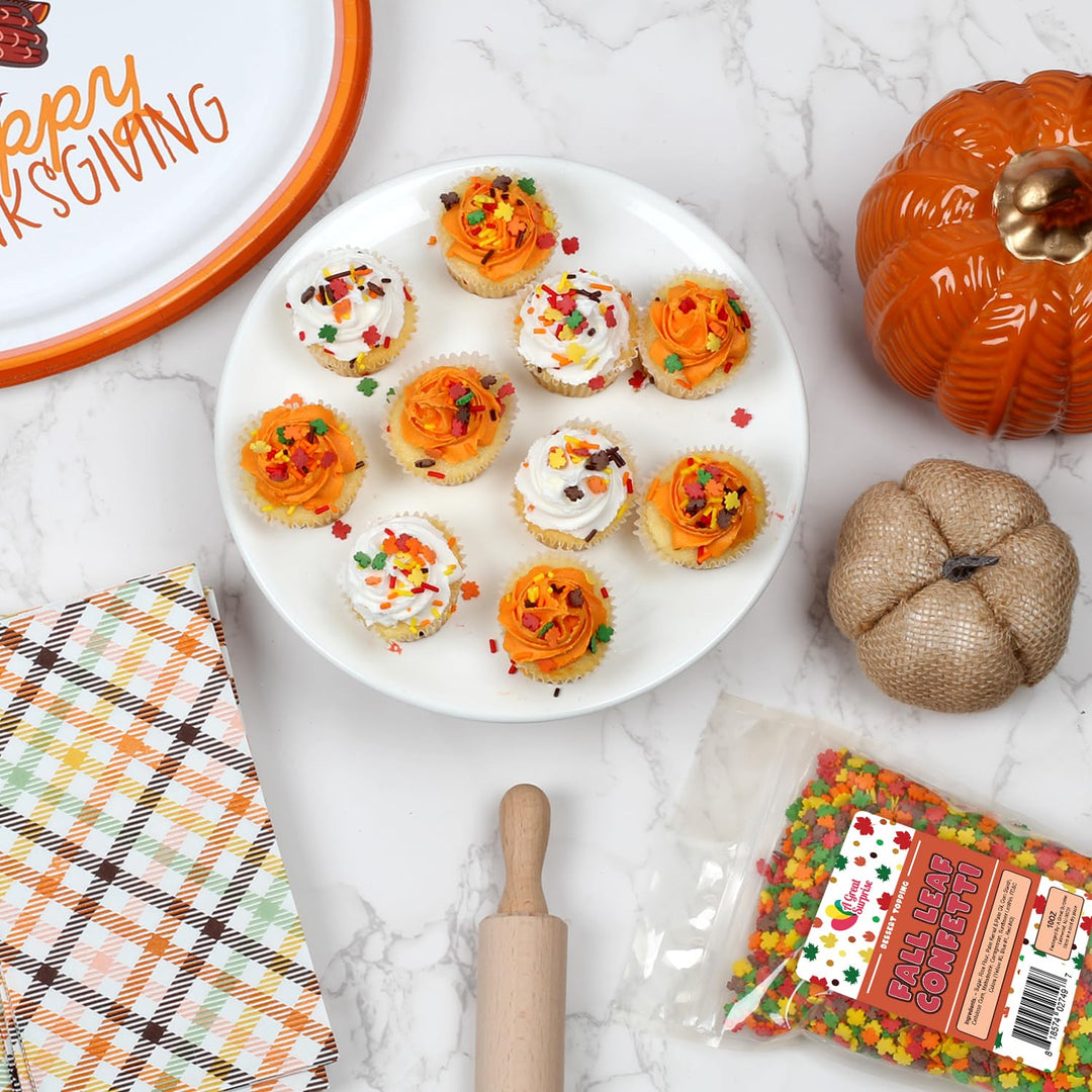 Thanksgiving Sprinkles - 1.7 Pounds - Fall Leaf Sprinkles for Baking - Autumn Leaf Shapes - Toppings for Cupcakes, Cookies, Cake Decorating