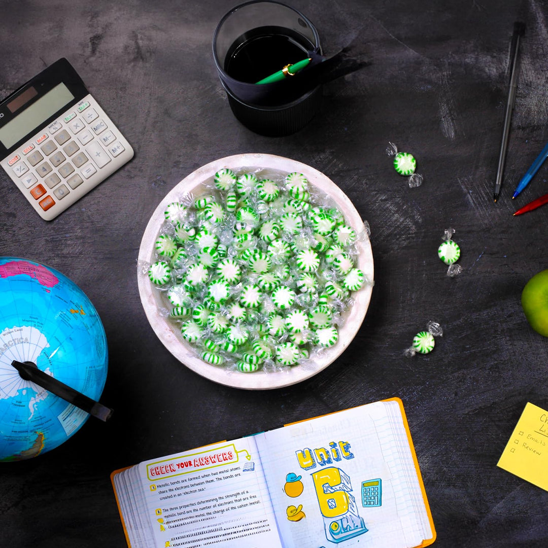 A Great Surprise Spearmint Starlight Mints  4-Pound Bulk Bag - Individually Wrapped - Green and White Hard Candies for Office, Reception