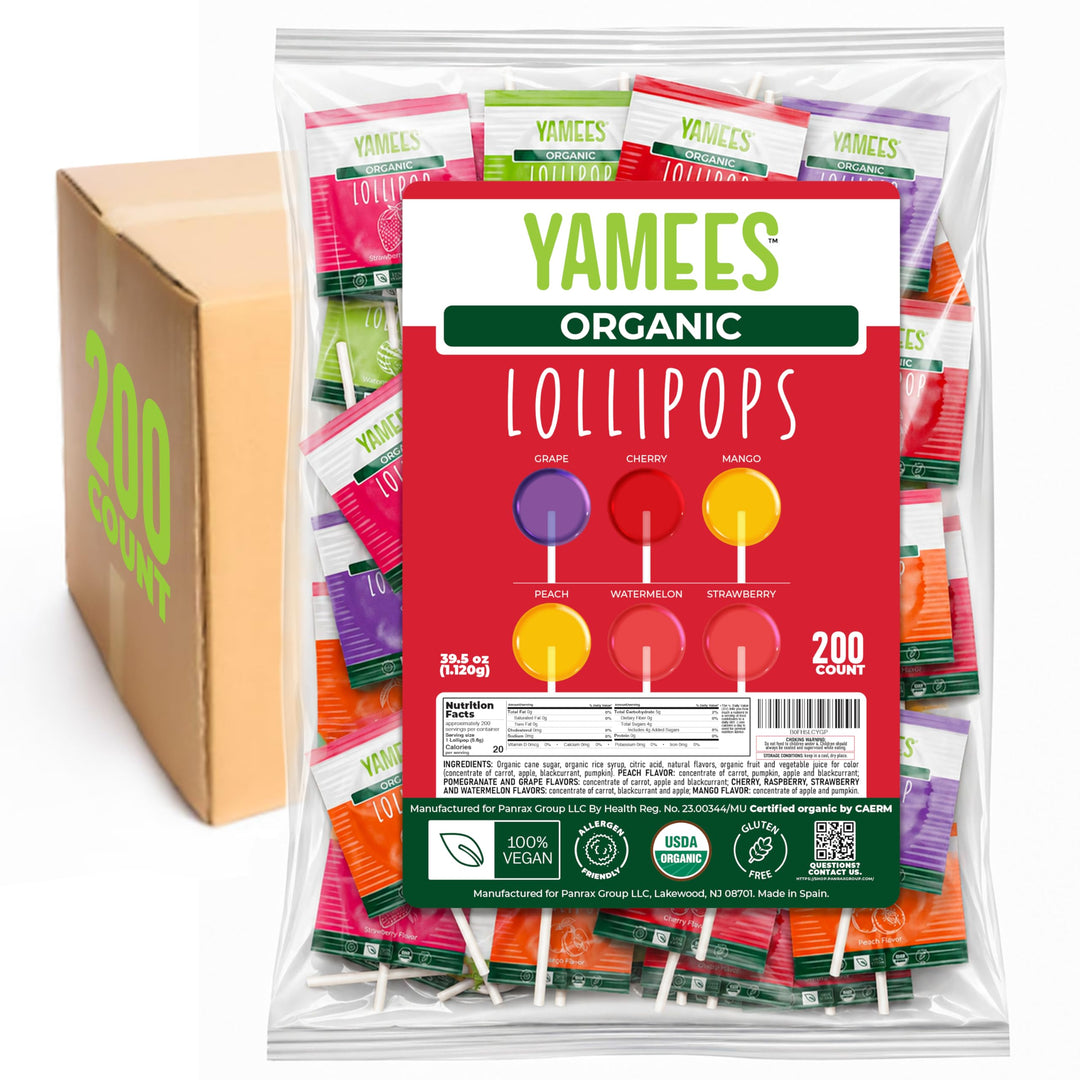 YAMEES Organic Lollipops 200 Count Bulk Suckers