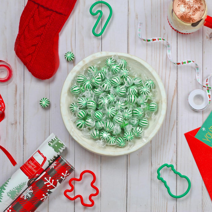 Christmas Jumbo Spearmint Mint Balls - 3 Pounds - Bulk Green Starlight Mints for Candy Buffets & Events | Refreshing Classic Minty Treats