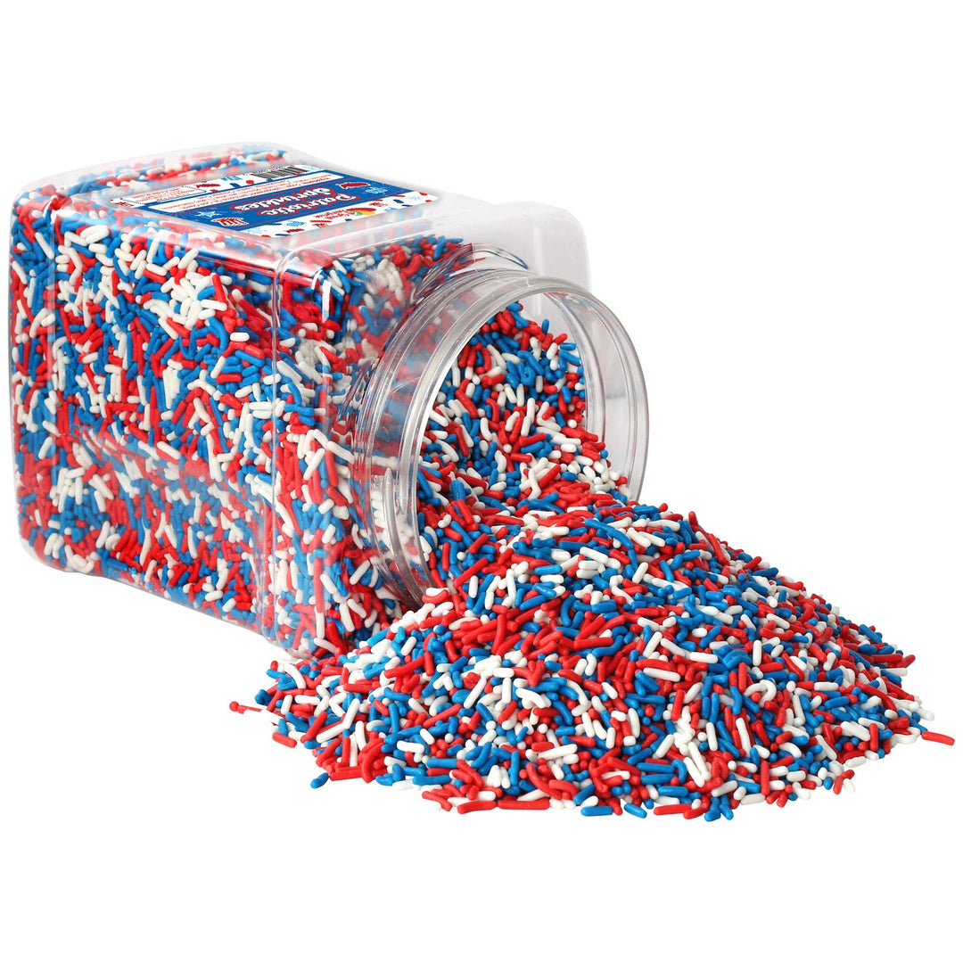 Red White and Blue Sprinkles - 2.2 Pounds - Patriotic Toppings - Bulk American Jimmies for Baking, Cupcakes