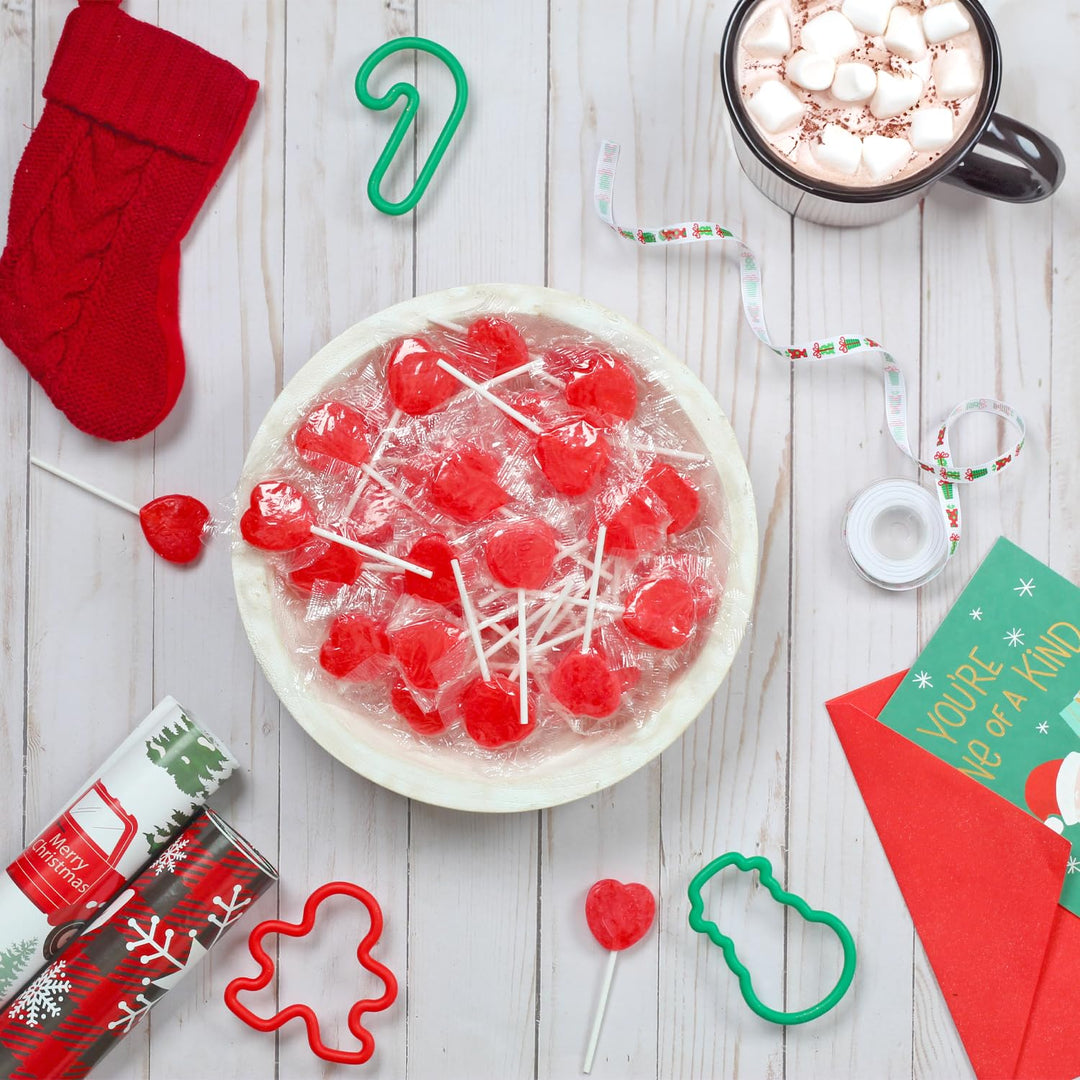 Red Heart Lollipops - 3 Pounds - Heart Shaped Suckers - Red Christmas Candies for Candy Buffet - Strawberry Flavored