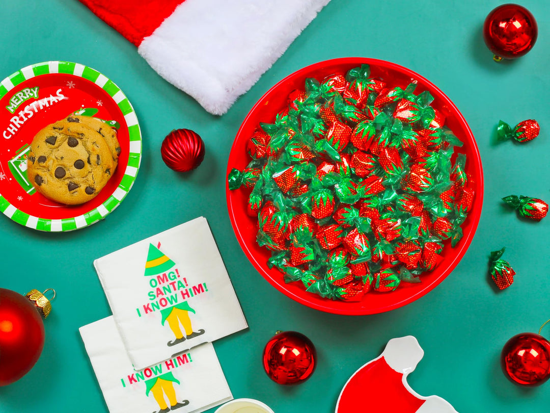 Dooboe Christmas Strawberry Hard Candy - 6 Pounds - Holiday Strawberry Filled Bon Bons Bulk - Individually Wrapped Candy for Office