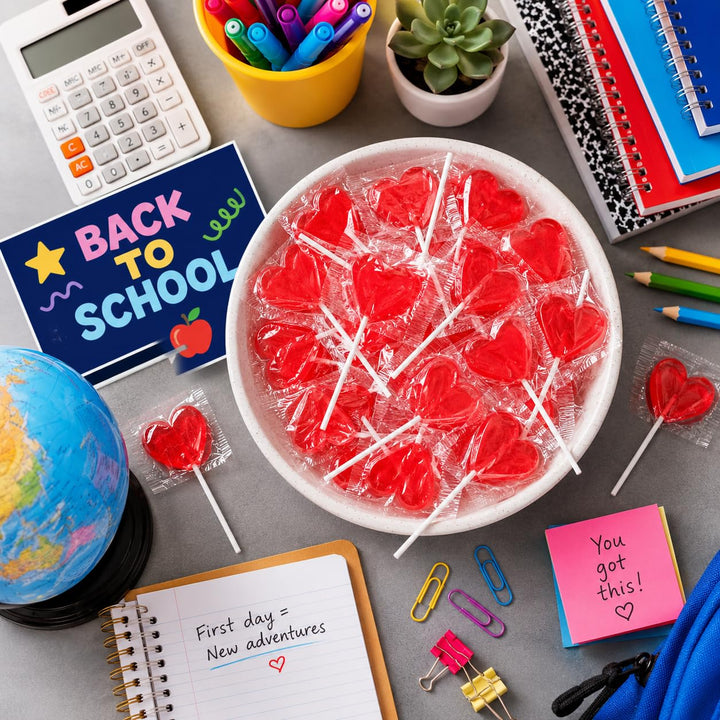 A Great Surprise Red Heart Lollipops  5 lb Bulk (200 ct)  Individually Wrapped Candy for Camp Rewards