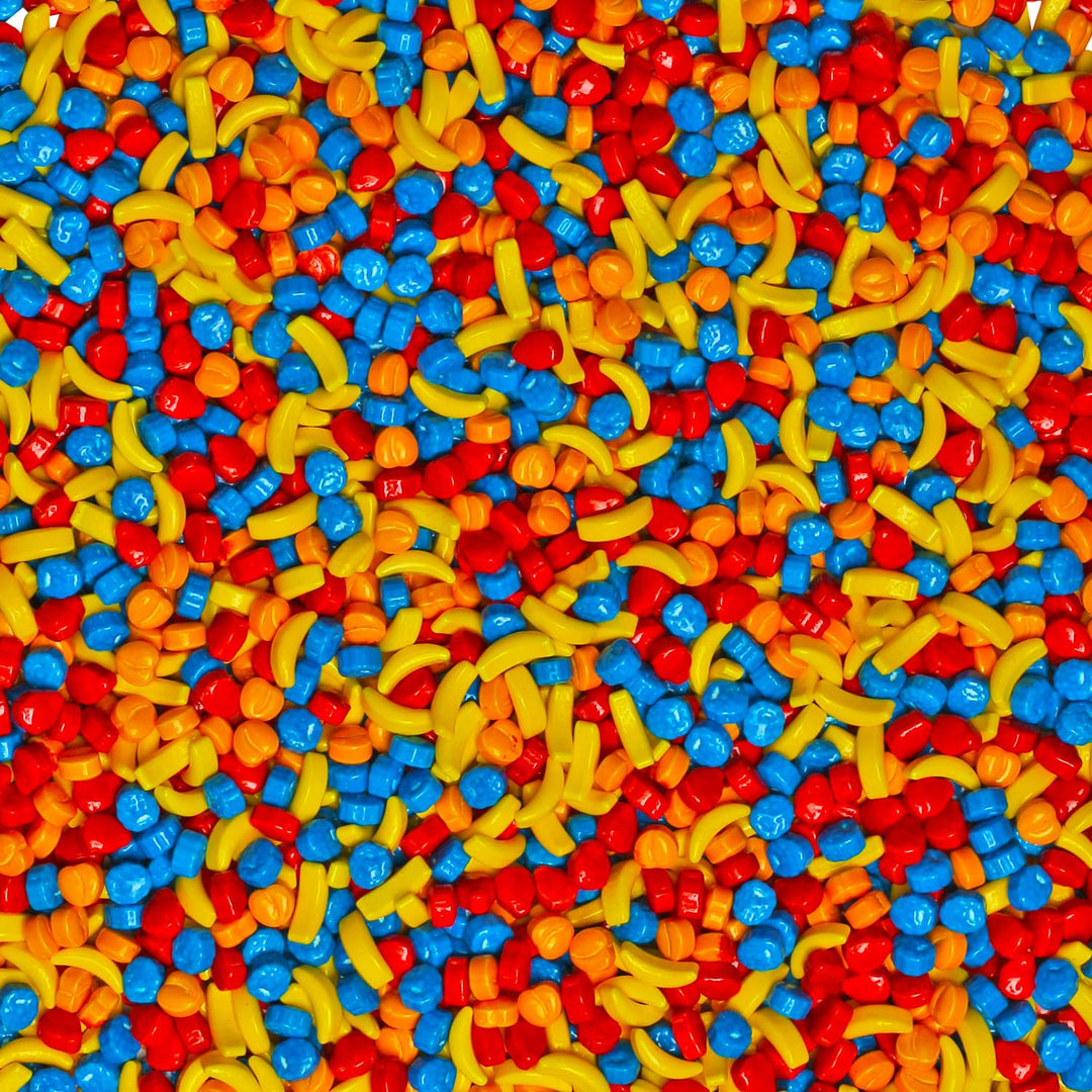 Fruit Shaped Candies - 2 Pounds - Unwrapped Gumball Machine Refills - Banana, Strawberry, Peach, Blueberry Flavors