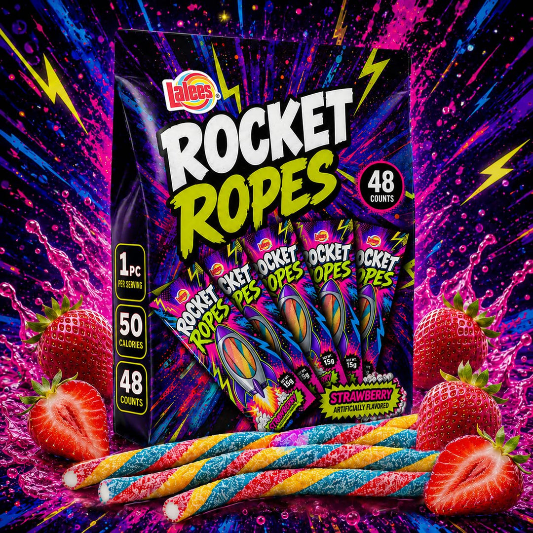 Rocket Ropes Rainbow Candy Filled Licorice, 48 Count -15g Each