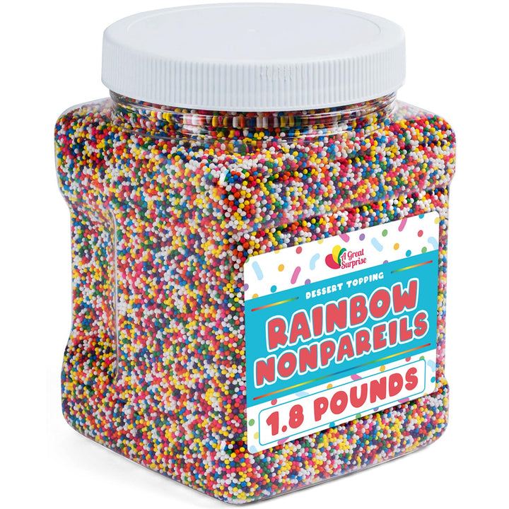 Rainbow Nonpareil Sprinkles - 1.8 Pounds - Christmas Non-Pareil Topping for Ice Cream - Holiday Bulk Rainbow Sprinkles For Cookies, Cupcakes, Cake Decorating