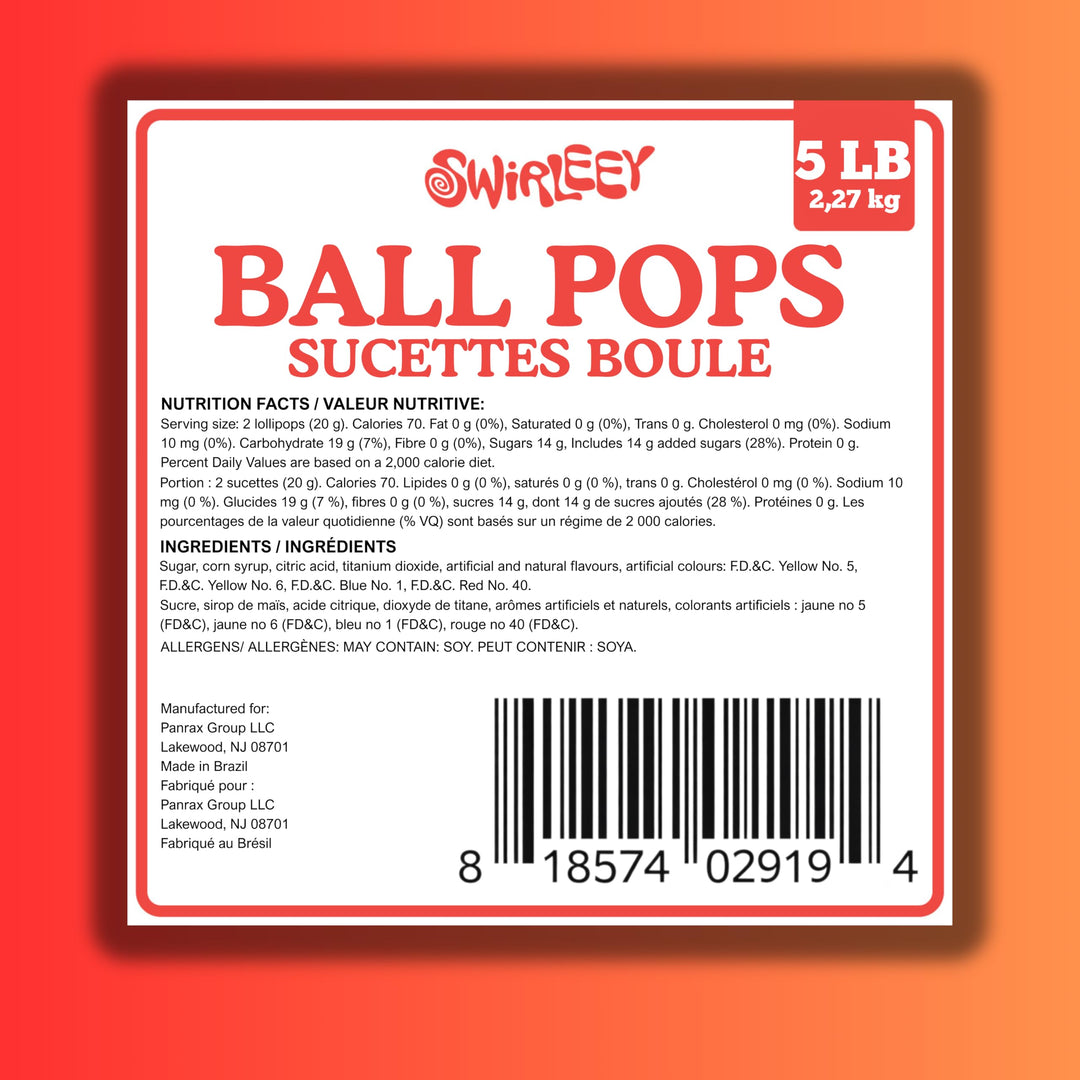 Swirleey Rainbow Lollipops 5 lb, Approx. 225 Pieces