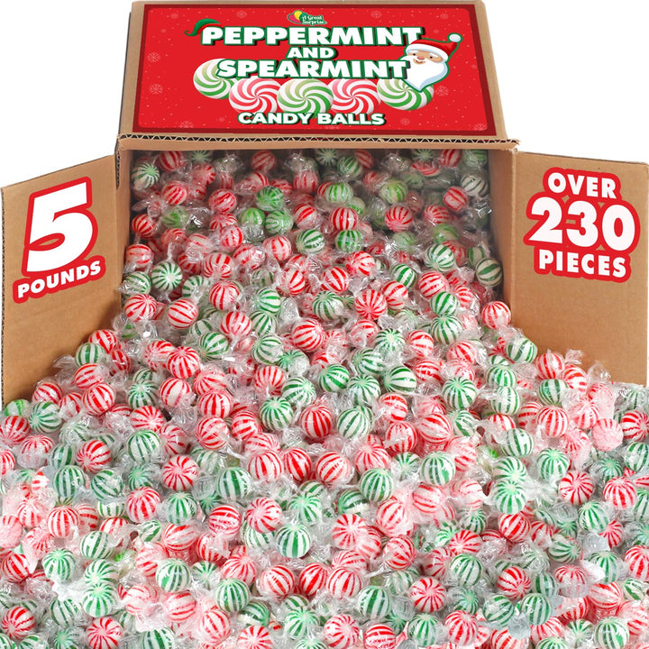 Mint Candy Assortment - 5 Pounds - Big Bulk Spearmint & Peppermint Hard Candies - Mint Bulk Candy - Individually Wrapped - Refreshing Office Snacks