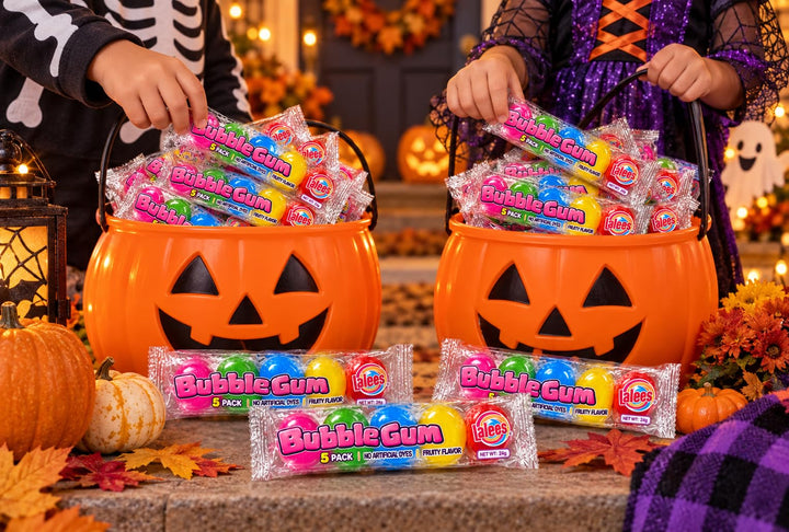 Lalees Gumball Tubes  30 Pack, Rainbow Gum with No Artificial Dyes