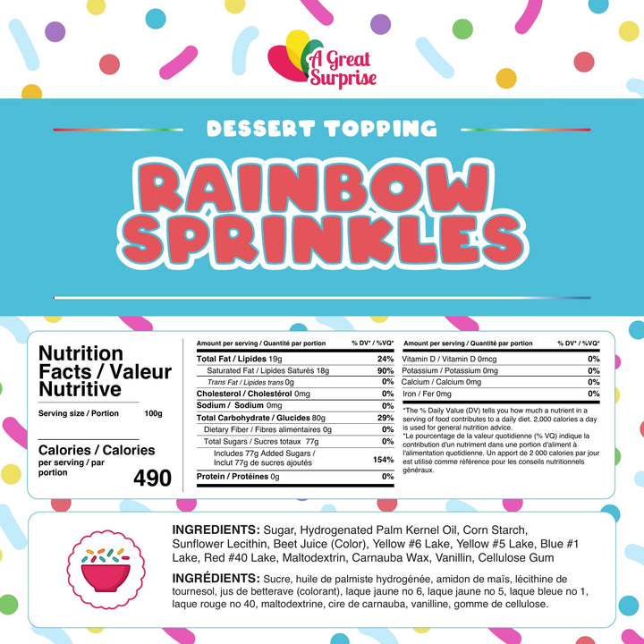 Rainbow Sprinkles, 10 lb Case, Kosher Wholesale Jimmies for Bakeries