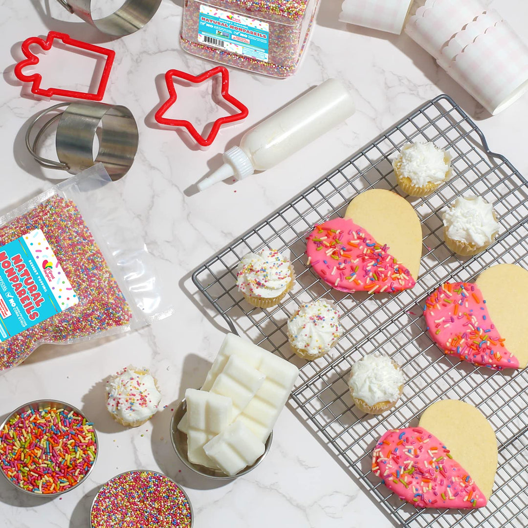 Nonpareil Sprinkles 100% DYE FREE - 1 Pound - All Natural Rainbow Nonpareils - Dyless, Vegan Ice Cream Toppings - Healthy Nonpareils for Cake Pops, Cookies, Cupcakes, Cake Decorating