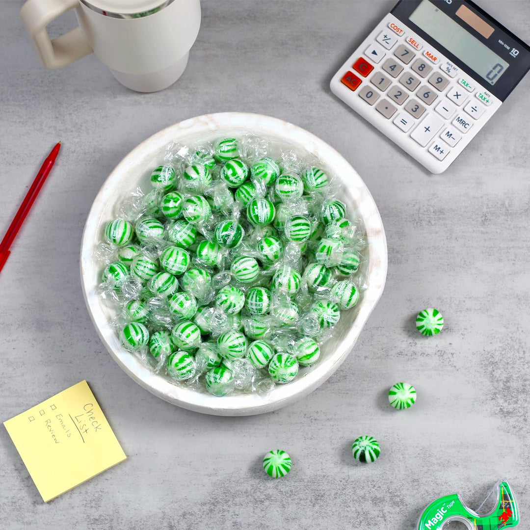 Christmas Jumbo Spearmint Mint Balls - 3 Pounds - Bulk Green Starlight Mints for Candy Buffets & Events | Refreshing Classic Minty Treats