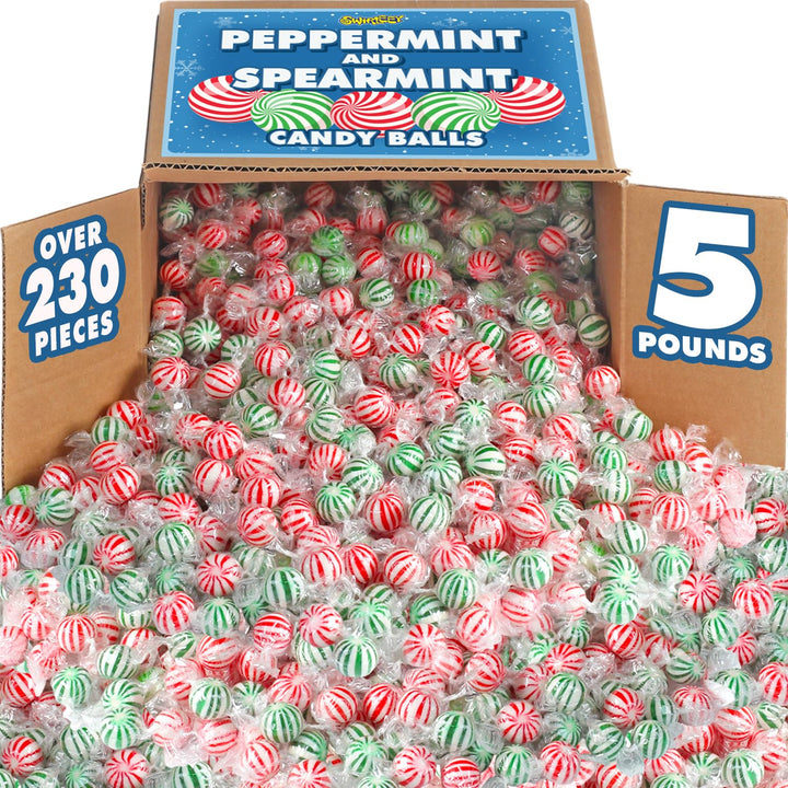 Mint Candy Assortment - 5 Pounds - Big Bulk Spearmint & Peppermint Hard Candies - Mint Bulk Candy - Individually Wrapped - Refreshing Office Snacks
