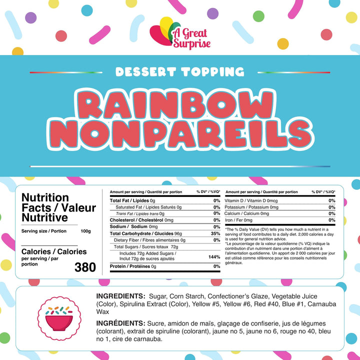 Rainbow Nonpareil Sprinkles, 1.8 lb Bulk Dot Topping for Ice Cream