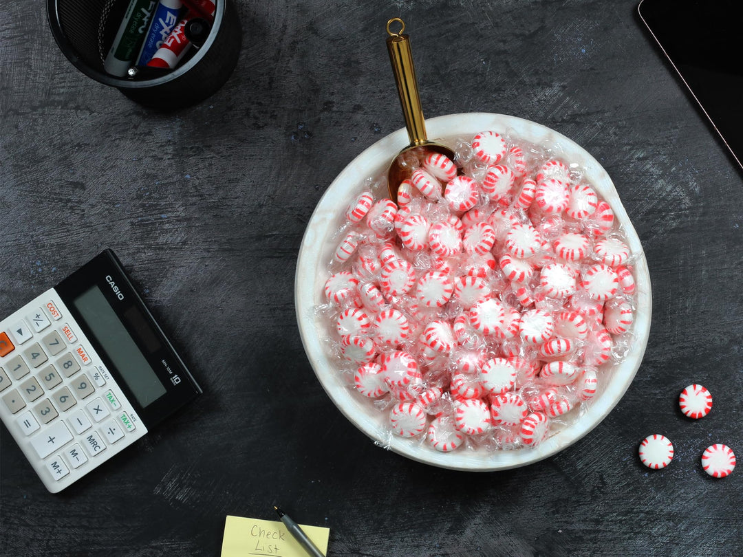 Valentines Day Starlight Peppermint Candy - 5 lb Bulk Bag - Red & White Peppermint Hard Candy - Individually Wrapped Mints for Office Candy Bowls