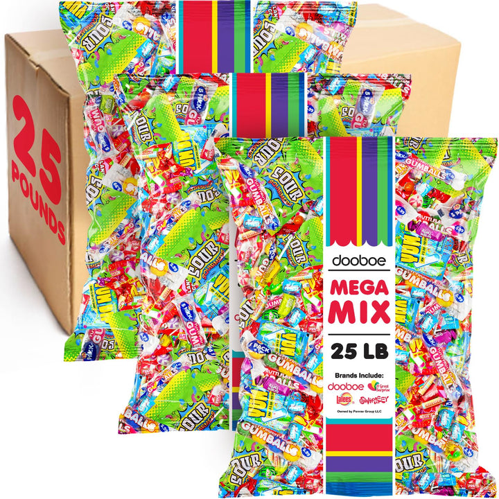 Dooboe Bulk Candy Wholesale - 25 Pounds - Individually Wrapped Candies for Schools, Teachers Rewards - Candy for Offices, Parade Throws