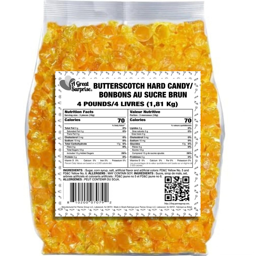 Butterscotch Hard Candy 4 lb Bulk Individually Wrapped