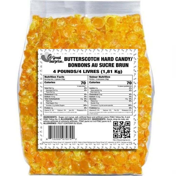 Butterscotch Hard Candy 4 lb Bulk Individually Wrapped