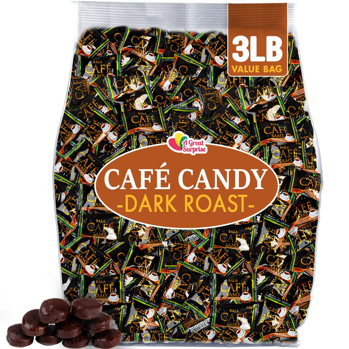 A Great Surprise Coffee-flavored Hard Candies - 3 Pounds - Individually Wrapped - Big Bulk Coffee Candy Original (Dark Roast)