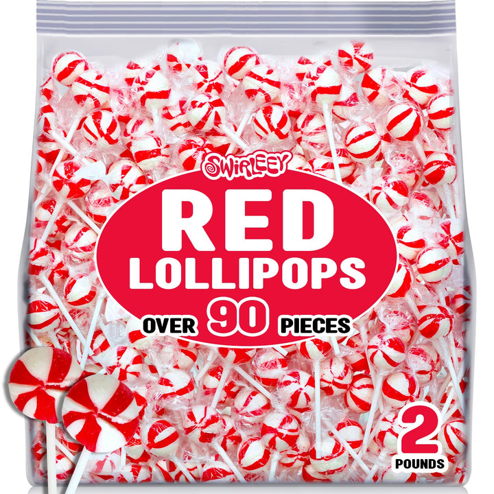 Halloween Red Lollipops - 2 Pounds - Cherry Flavor - Red Candies for Candy Buffet, Goodie Bag Favors, Birthday
