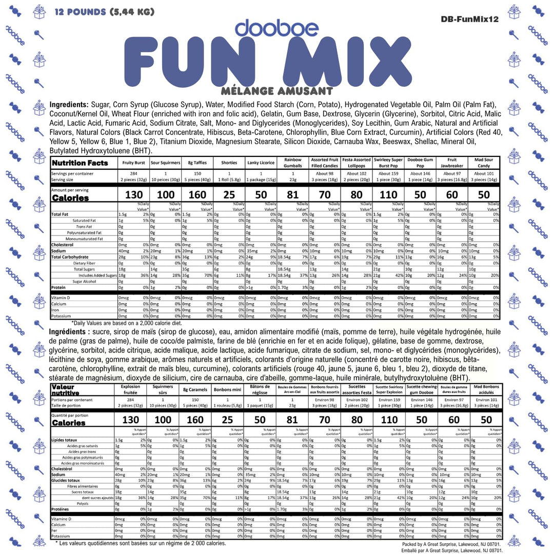 Dooboe Bulk Candy Assortment  12 lb Big Bulk  Cinco De Mayo Individually Wrapped Candies for Pinatas, Camps, Schools, Offices, Candy Bowls, Claw Machines & Gifts