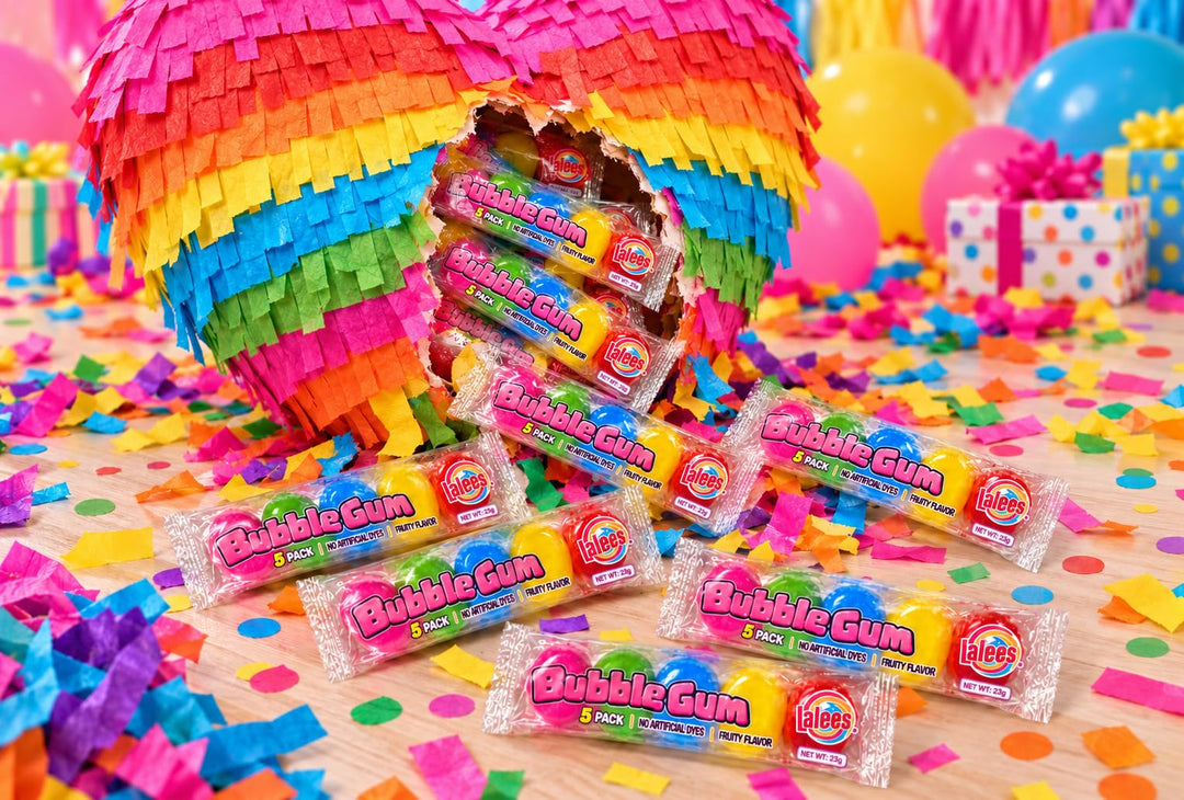 Lalees Gumball Tubes  30 Pack, Rainbow Gum with No Artificial Dyes