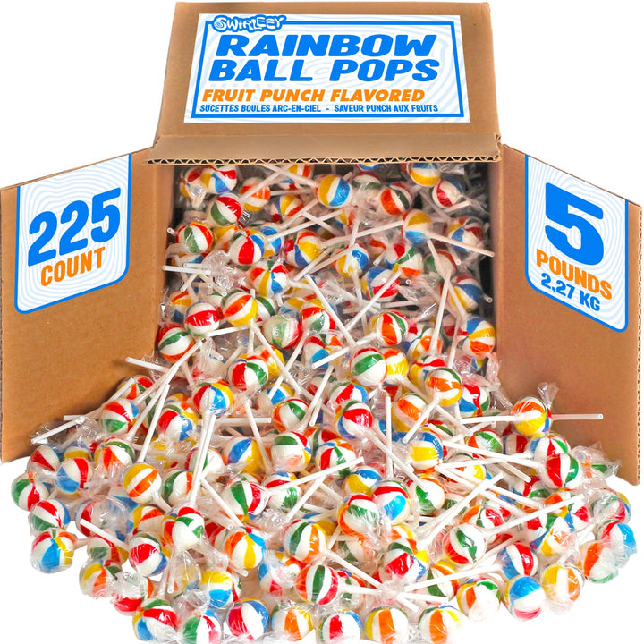 Swirleey Rainbow Lollipops 5 lb, Approx. 225 Pieces