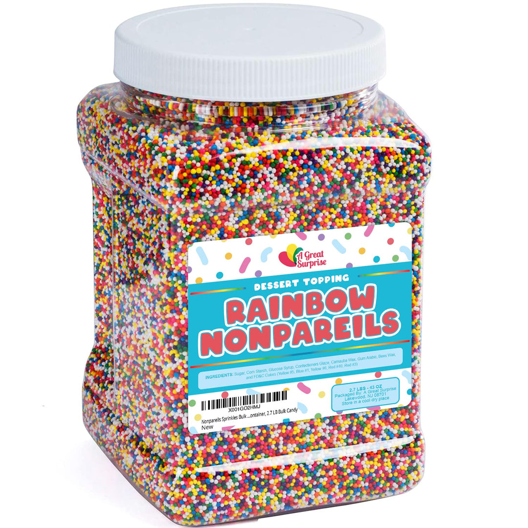 Rainbow Nonpareils Sprinkles - 2.7 Pounds - Big Bulk - Bulk Ice Cream Sprinkles - Rainbow Toppings for Cake Decorating, Cookies, Cupcakes