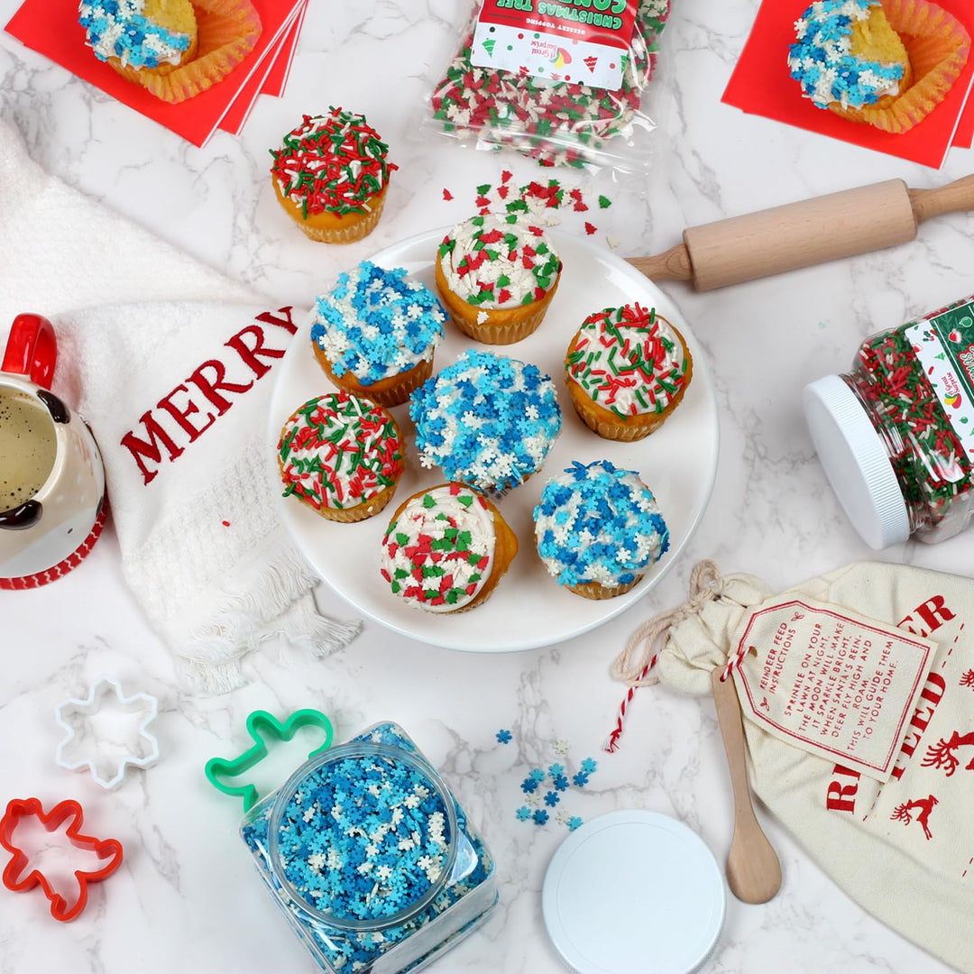 Christmas Sprinkles - 1 Pound - Holiday Xmas Jimmies - Red, White & Green Jimmies for Baking - Bulk Sprinkle Toppings for Cookies, Cakes, Cupcakes, and More!