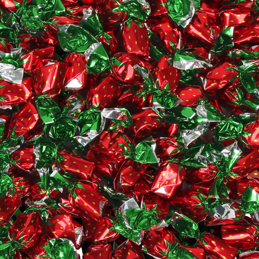 Dooboe Christmas Strawberry Hard Candy - 6 Pounds - Holiday Strawberry Filled Bon Bons Bulk - Individually Wrapped Candy for Office