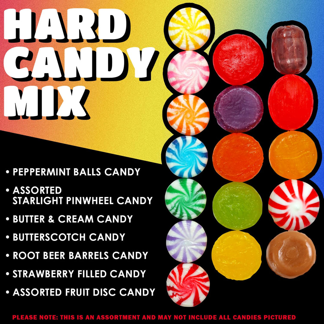 Lalees Christmas Hard Candy Mix - 3 LB - Assorted Classic Desk Hard Candy - Large Bag for Office - Individually Wrapped - Mint, Starlight, Toffee, Butterscotch, Strawberry and More