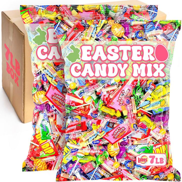 Lalees Easter Candy Bulk - 7 Pounds - Assorted Candies - Individually Wrapped Candies for Easter Egg Hunt - Bulk Candy for Egg Filler Favors for Office, Goodie Bags, Birthday Parties, Goodie Bags
