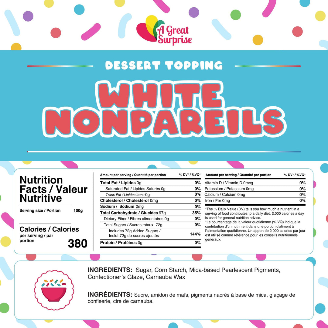 White Nonpareils Sprinkles, 1.8 lb Bulk Candy for Cakes and Cupcakes