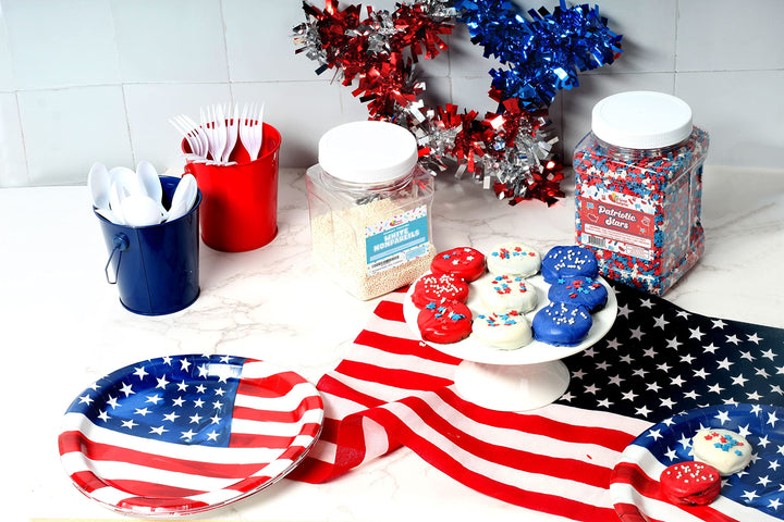 Patriotic Star Sprinkles, 1.1 lb Red White Blue Confetti Topping