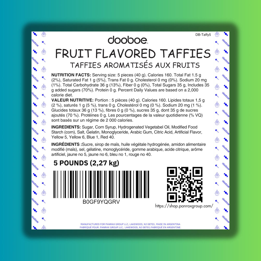 Classic Taffy Candy 5 lb, 280 Wrapped Chewy Fruity Pieces