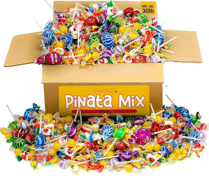 Bulk Pinata Mix - 30 Pounds - Wholesale Candy Assortment - Lollipops, Hard Candy and Gum - Individually Wrapped Candy for Parade Throws, Carnival, Camp, Schools