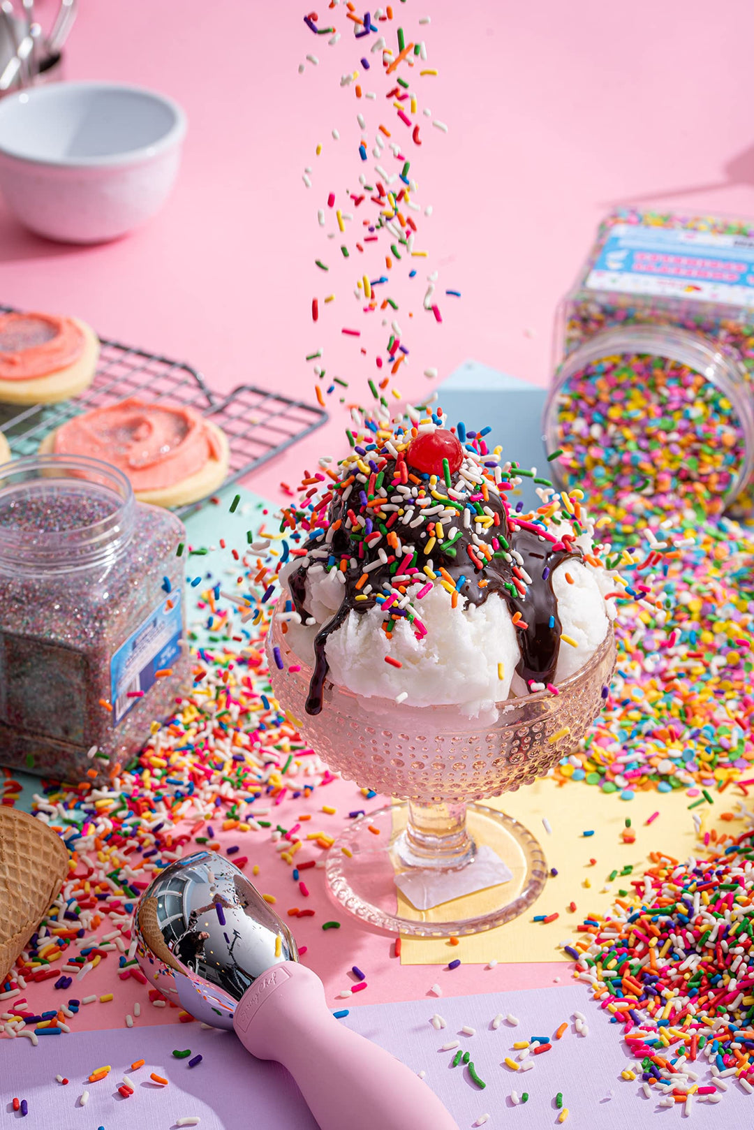 Rainbow Sprinkles, 1.6 lb Colorful Jimmies for Baking and Decorating