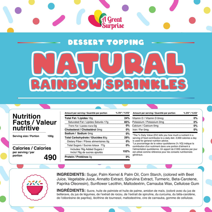 Natural Rainbow Sprinkles, 10 lb, Kosher Non-GMO Dye-Free Jimmies