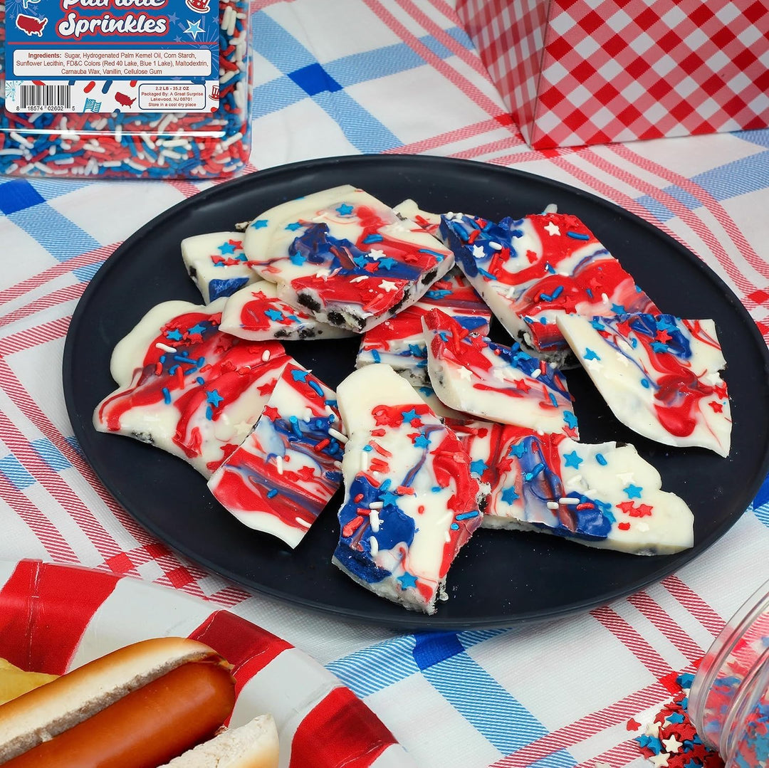 Red White Blue Sprinkles - 1.6 Pounds - Patriotic Toppings - Fourth Of July Jimmies