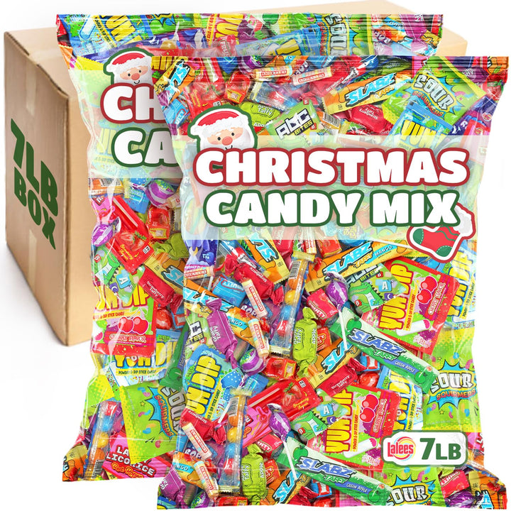 Lalees Christmas Candy - 7 Pounds - Stocking Stuffer Assorted Candies Individually Wrapped - Bulk Candy Favors for Office, Goodie Bags, Birthday Parties, Goodie Bags