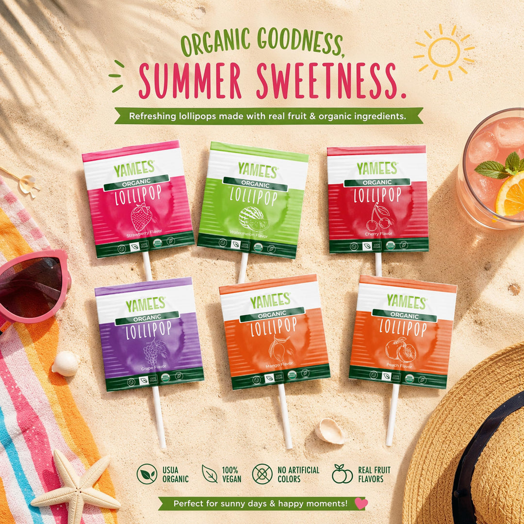 YAMEES Organic Lollipops 200 Count Bulk Suckers