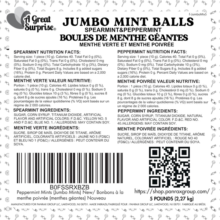Christmas Assorted Jumbo Mint Balls 5 lb, Peppermint & Spearmint Candy