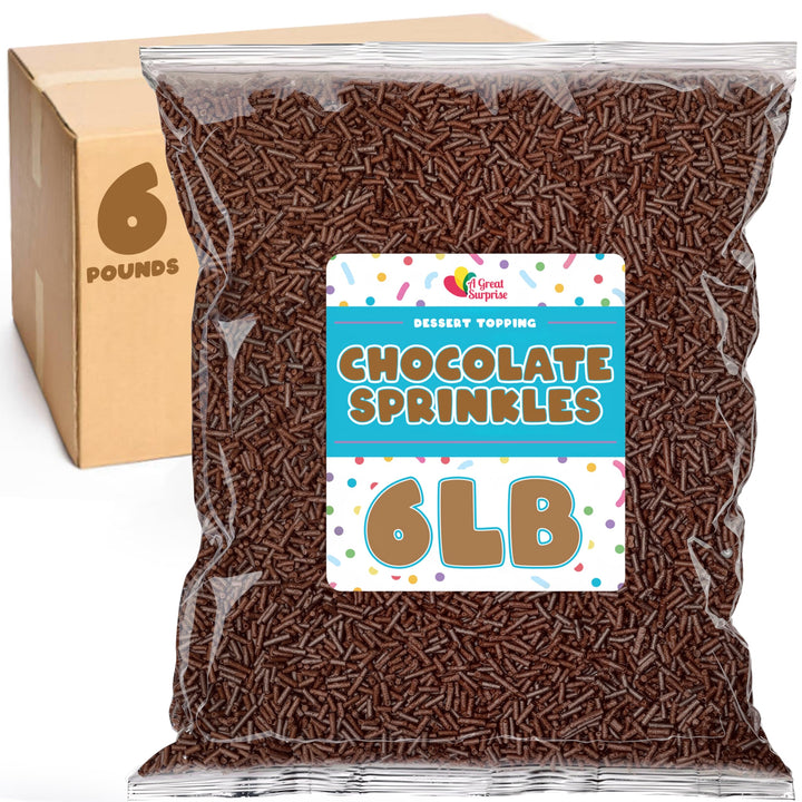 Chocolate Sprinkles, 6 lb Bulk Jimmies for Baking and Ice Cream