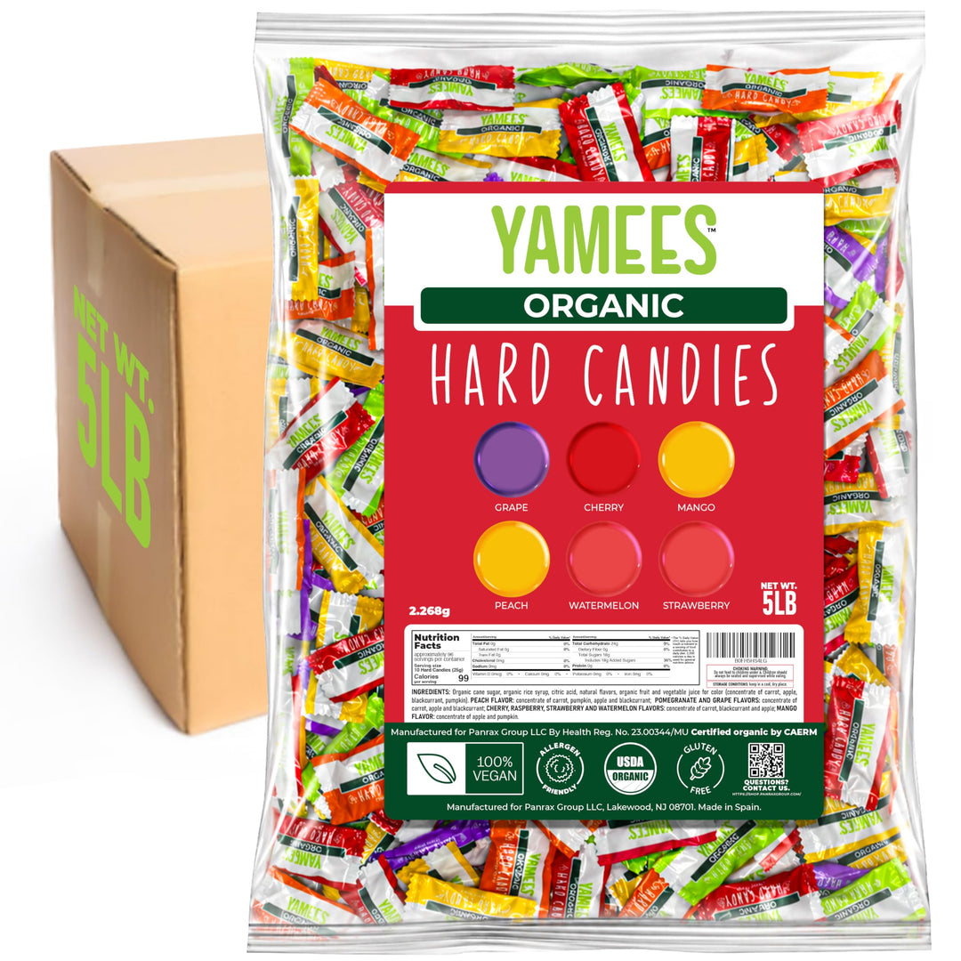 YAMEES Organic Hard Candy, Mixed-Fruit, 5 lb Bulk