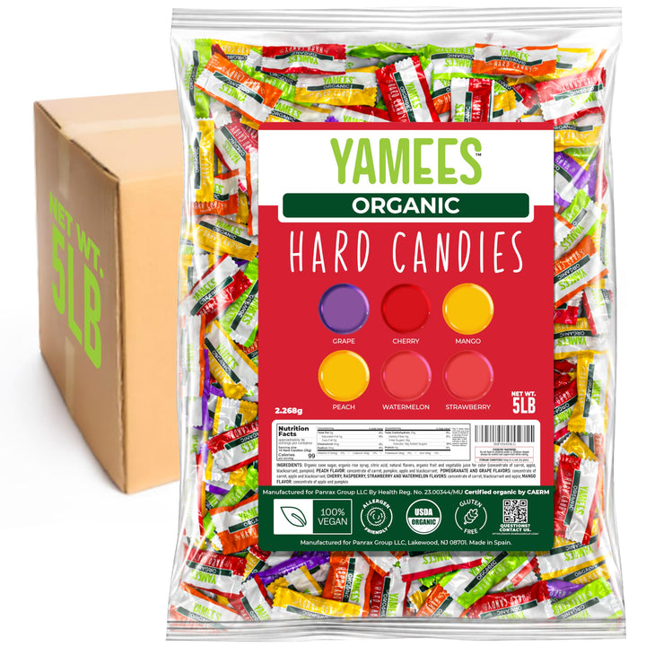 YAMEES Organic Hard Candy, Mixed-Fruit, 5 lb Bulk