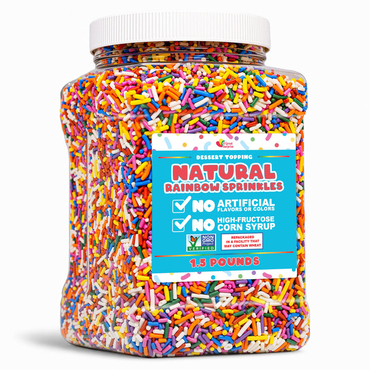 Dye-Free Rainbow Sprinkles, 1.5 lb, All-Natural Vegan Baking Topping