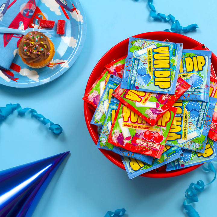 Bulk Powder n Dip Stick Candy - Over 1,000 Fun Size Bags - 13 Pound Box - Assorted Flavors Cherry & Blue Raspberry - Bulk Kids Classic DipNLik Candies - Yum Dip